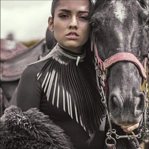 leather fringe collar necklaces